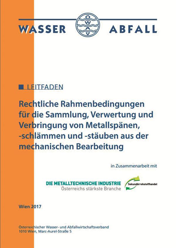 Cover ÖWAV-Leitfaden Juristischer Leitfaden Metallspänne, -schlämme, -stäube