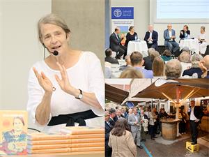 Fotocollage mit Helga Kromp-Kolb, Podium Dialog, Herbstfest