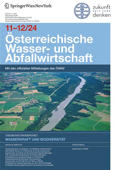 Cover Zeitschrift ÖWAW, Heft 11-12/2024, Schwerpunkt Wasserkraft und Biodiversität