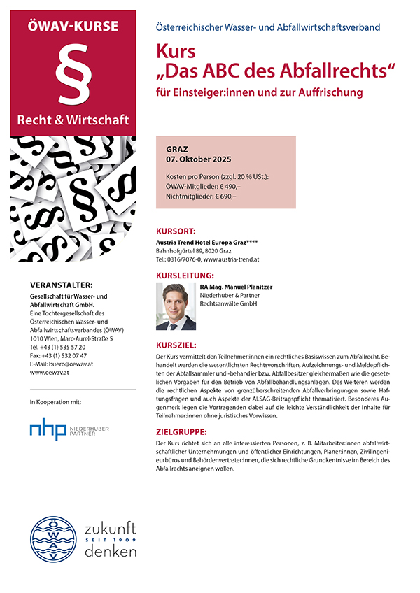 Cover Kursfolder ABC des Abfallrechts
