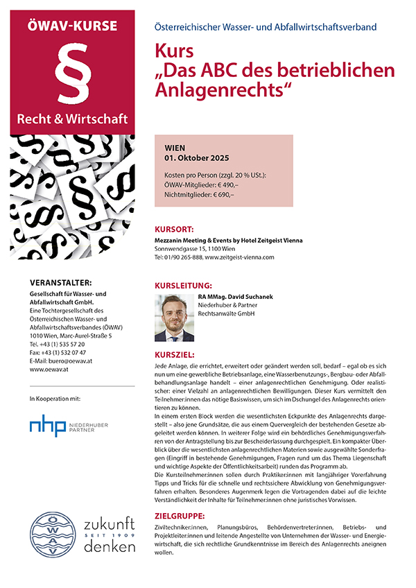Cover Kursfolder ABC des betrieblichen Anlagenrechts