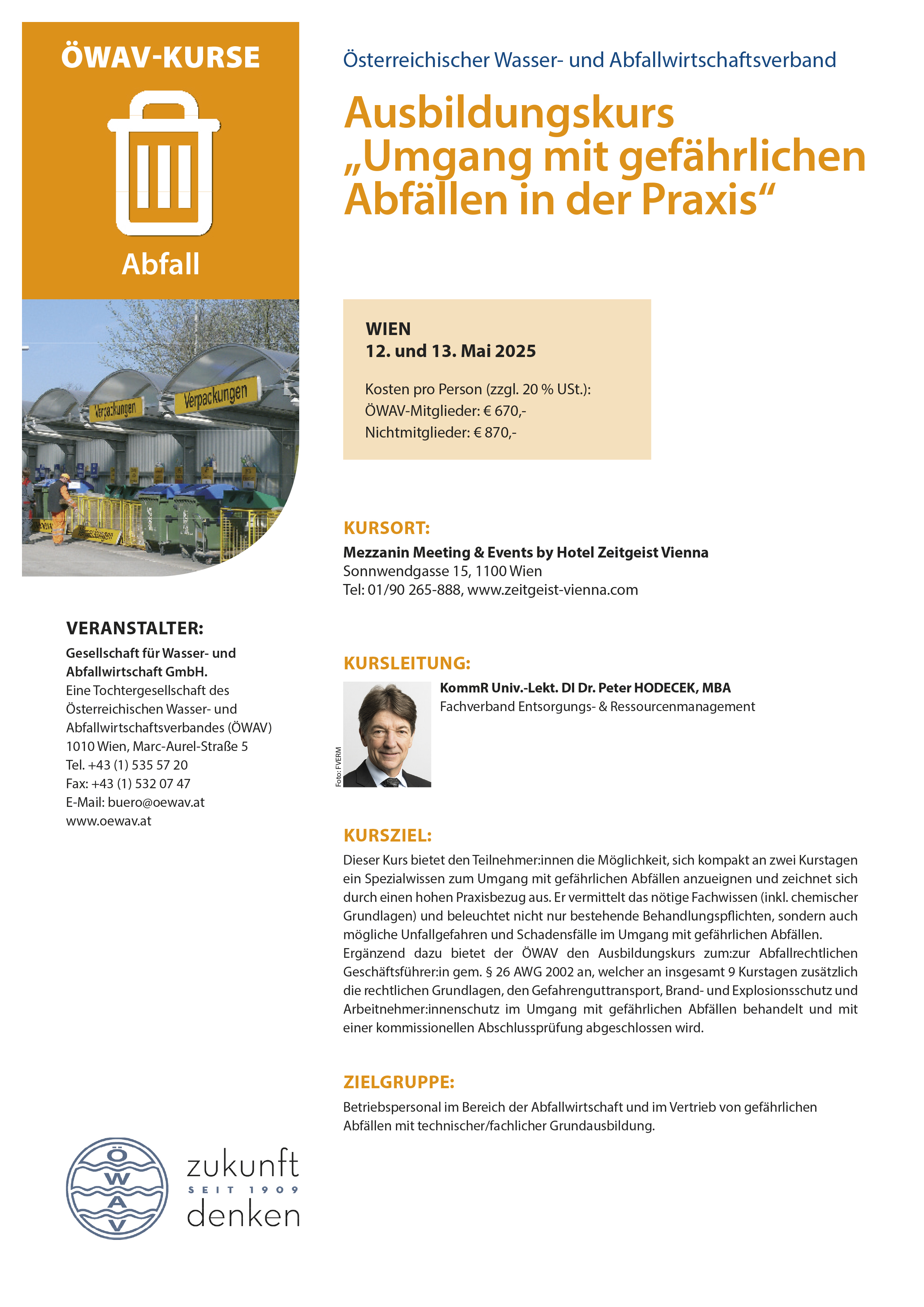 Cover Kursfolder Umgang mit gefährlichen Abfällen in der Praxis