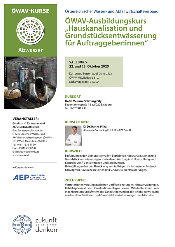 Cover Kursfolder Hauskanalisation und Grundstücksentwässerung für Auftraggeber:innen