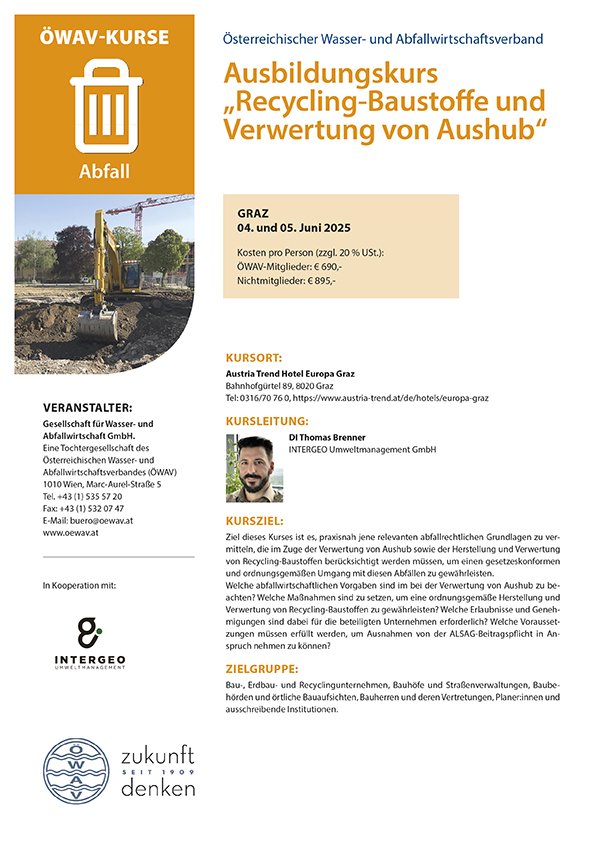 Cover Kursfolder Recycling-Baustoffe und Verwertung von Aushub