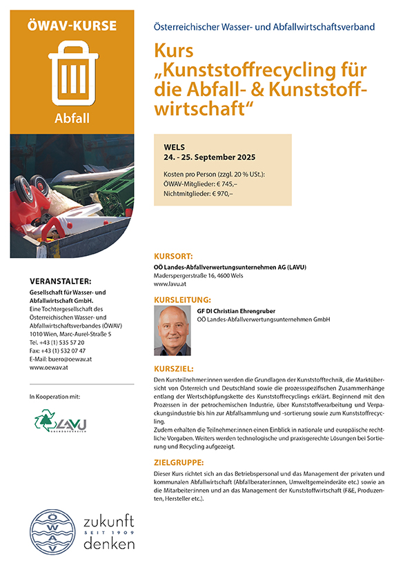 Cover Kursfolder Kunststoffrecycling für die Abfall- und Kunststoffwirtschaft