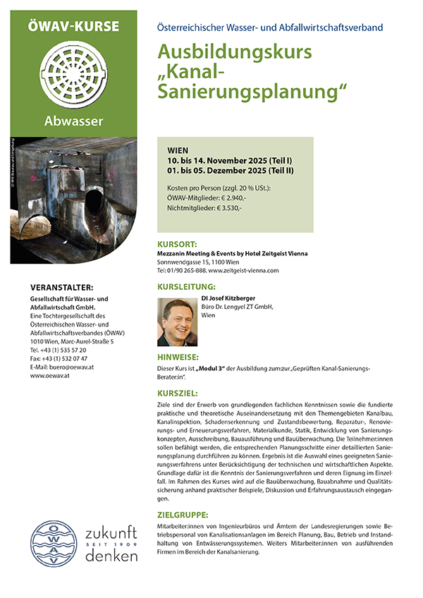 Cover Kursfolder Kanal-Sanierungsplanung