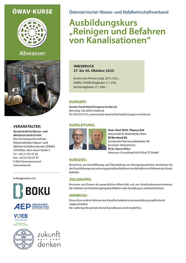 Cover Kursfolder Reinigen und Befahren von Kanalisationen