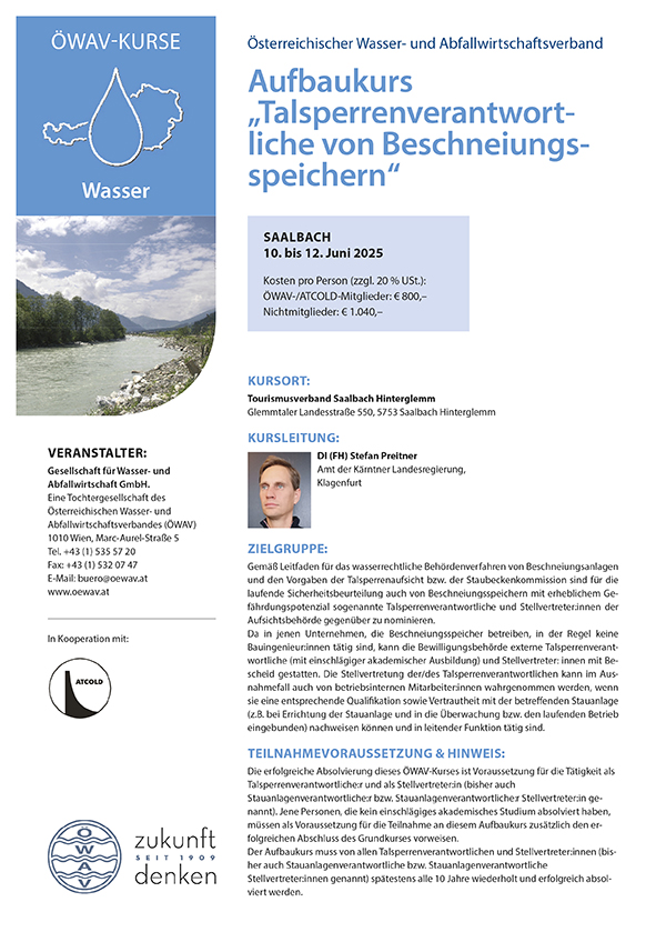 Cover Kursfolder Aufbaukurs Beschneiungsspeicher