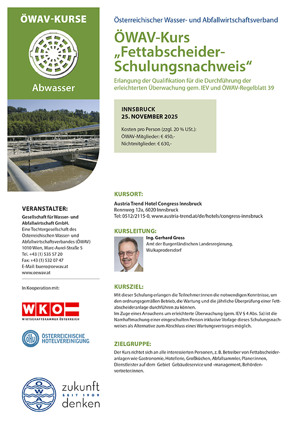 Cover Kursfolder Fettabscheider-Schulungsnachweis