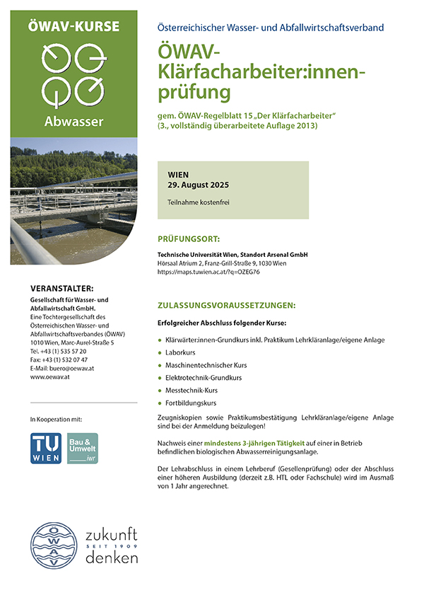Cover Kursfolder Klärfacharbeiter:innenprüfung