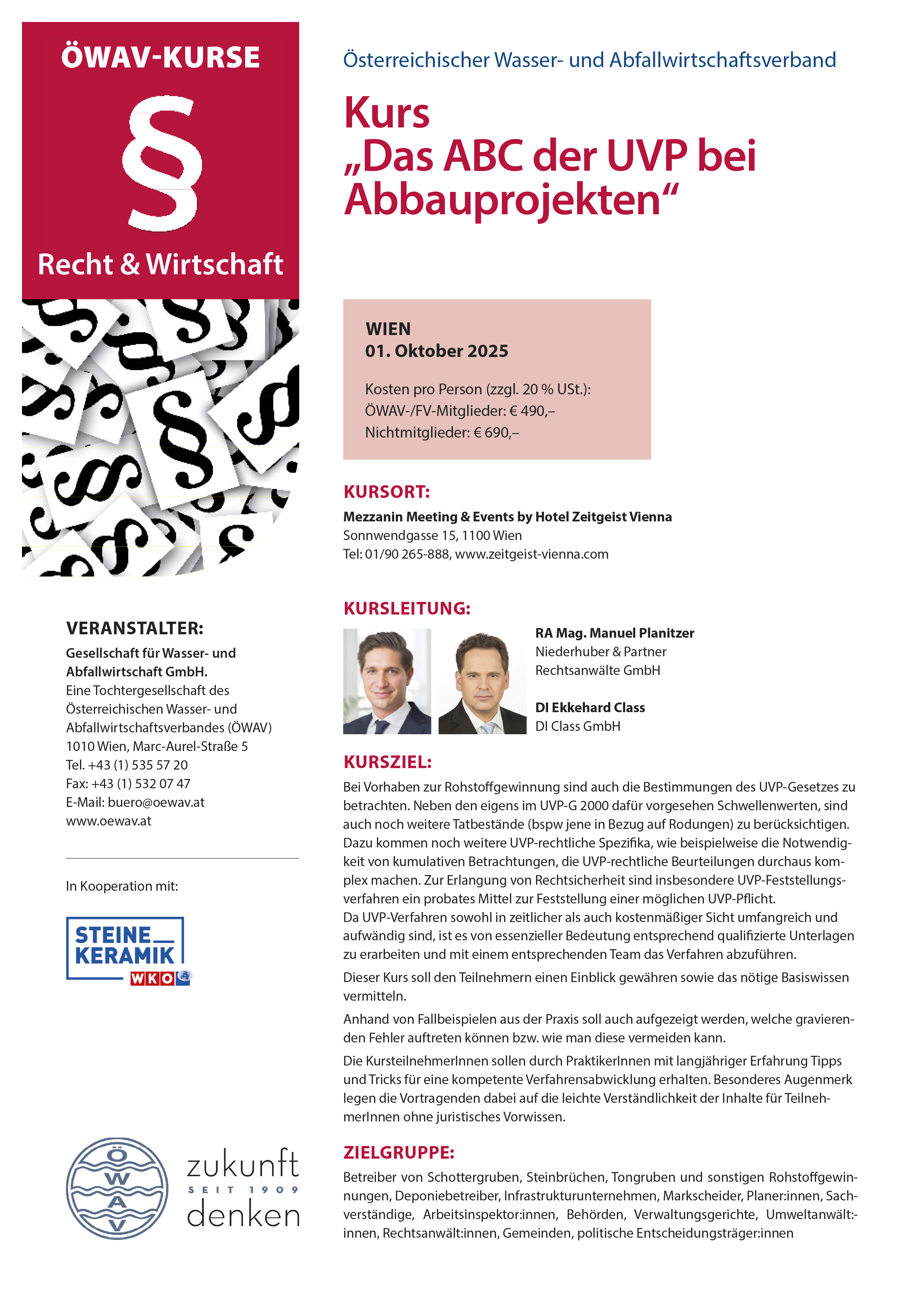 Cover Kursfolder ABC der UVP bei Abbauprojekten