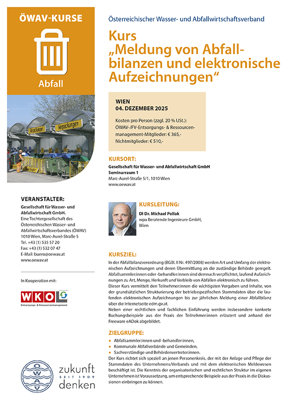 Cover Kursfolder Abfallbilanzen und elektronische Aufzeichnungen

