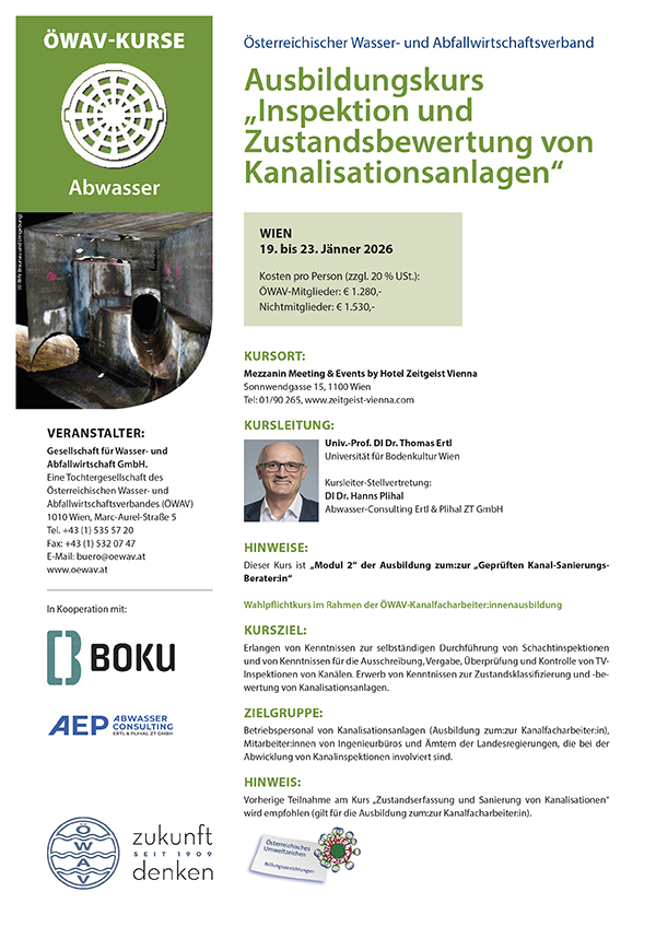 Cover Kursfolder Inspektion und Zustandsbewertung von Kanalisationsanlagen
