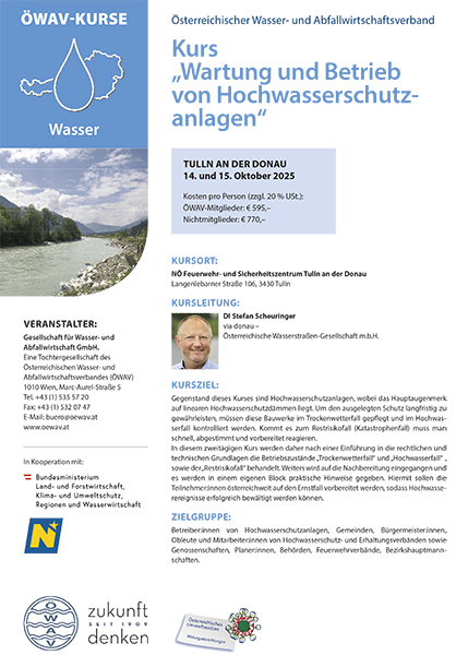 Cover Kursfolder Wartung und Betrieb von Hochwasserschutzanlagen