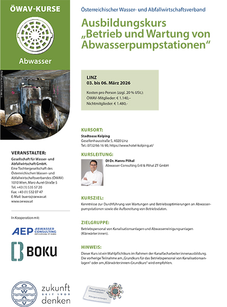 Cover Kursfolder Betrieb und Wartung von Abwasserpumpstationen