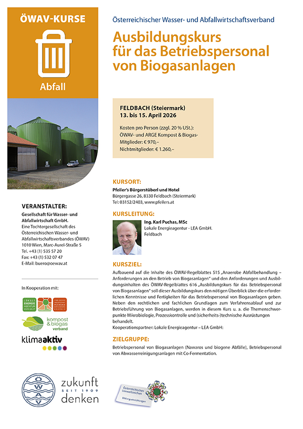 Cover Kursfolder Biogasanlagen