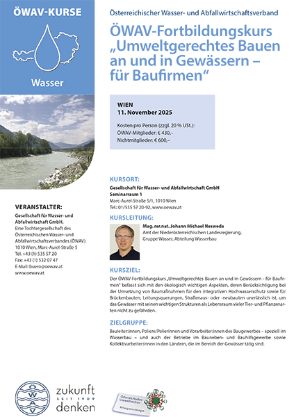 Cover Kursfolder Umweltgerechtes Bauen an und in Gewässern