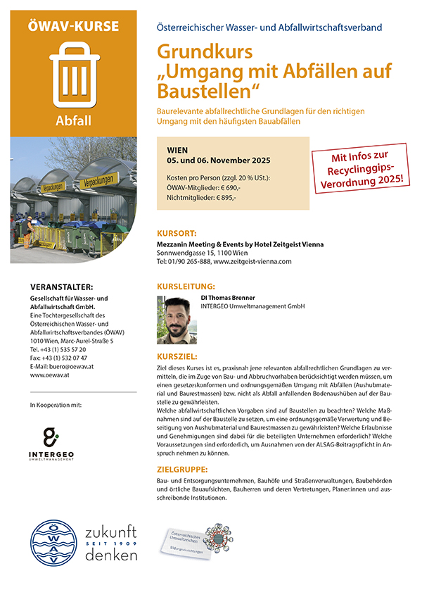 Cover Kursfolder Umgang mit Abfällen auf Baustellen