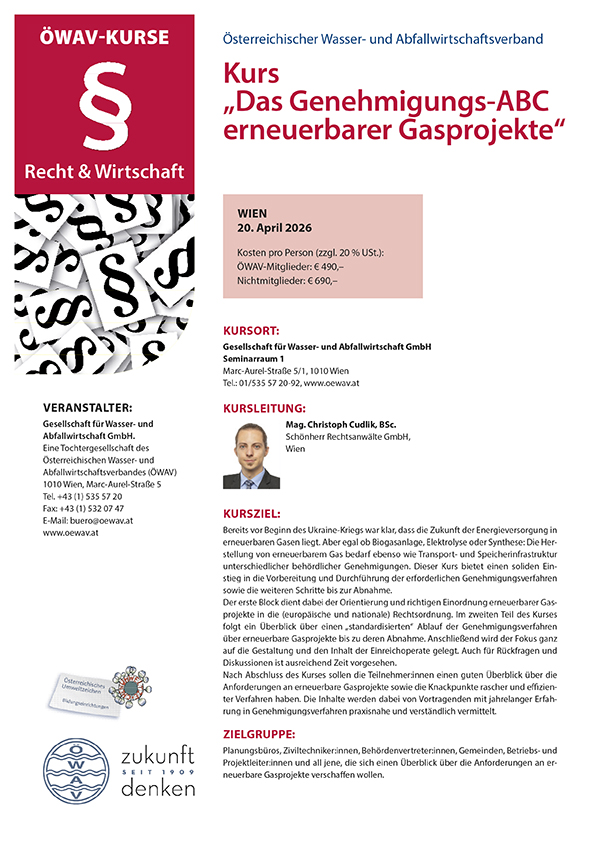 Cover Kursfolder Genehmigungs-ABC erneuerbarer Gasprojekte