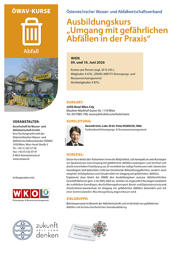 Cover Kursfolder Umgang mit gefährlichen Abfällen in der Praxis