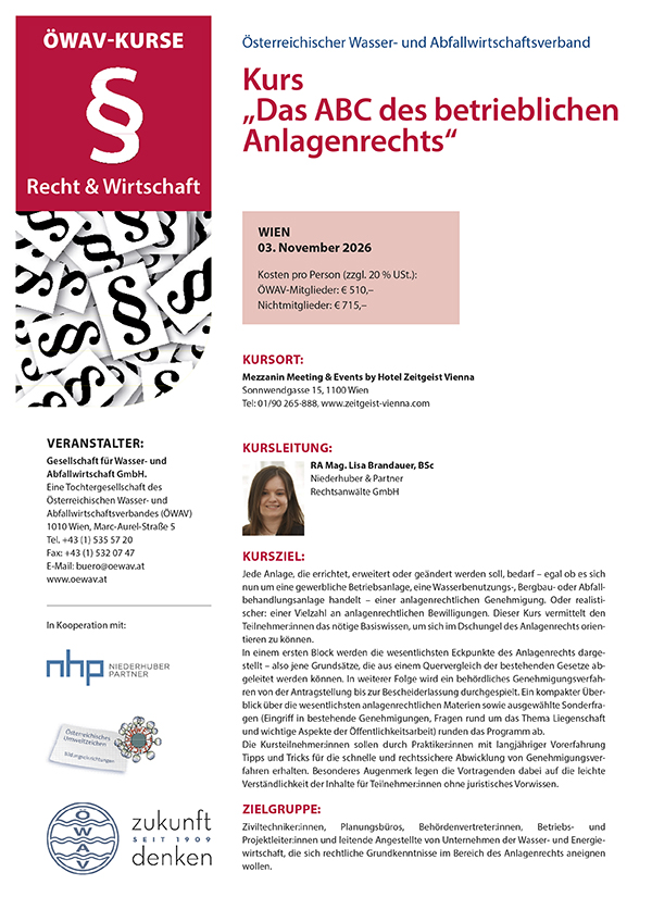Cover Kursfolder ABC des betrieblichen Anlagenrechts
