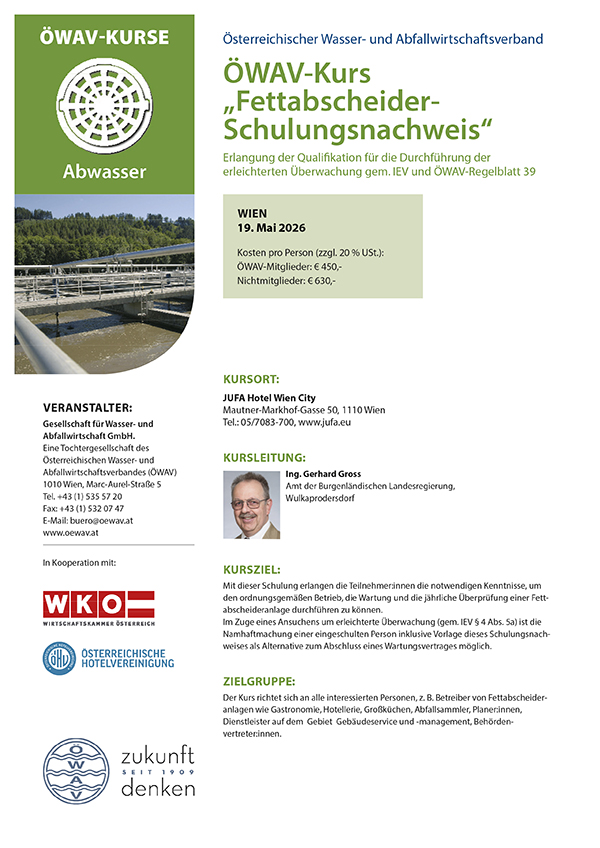 Cover Kursfolder Fettabscheider-Schulungsnachweis