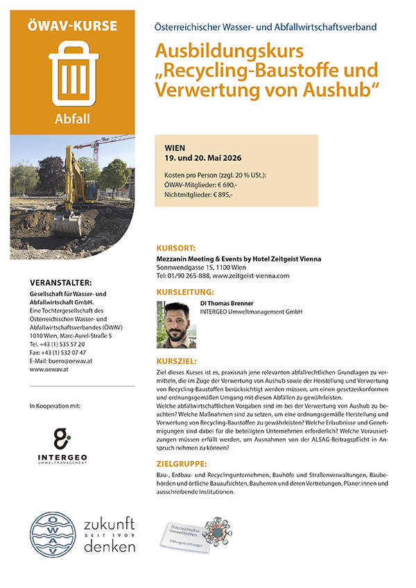 Cover Kursfolder Recycling-Baustoffe und Verwertung von Aushub