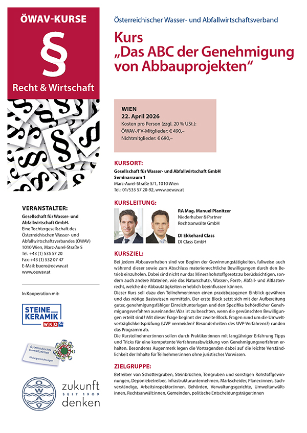 Cover Kursfolder ABC der Genehmigung von Abbauprojekten
