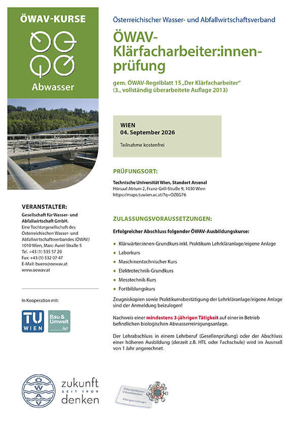 Cover Kursfolder Klärfacharbeiter:innenprüfung