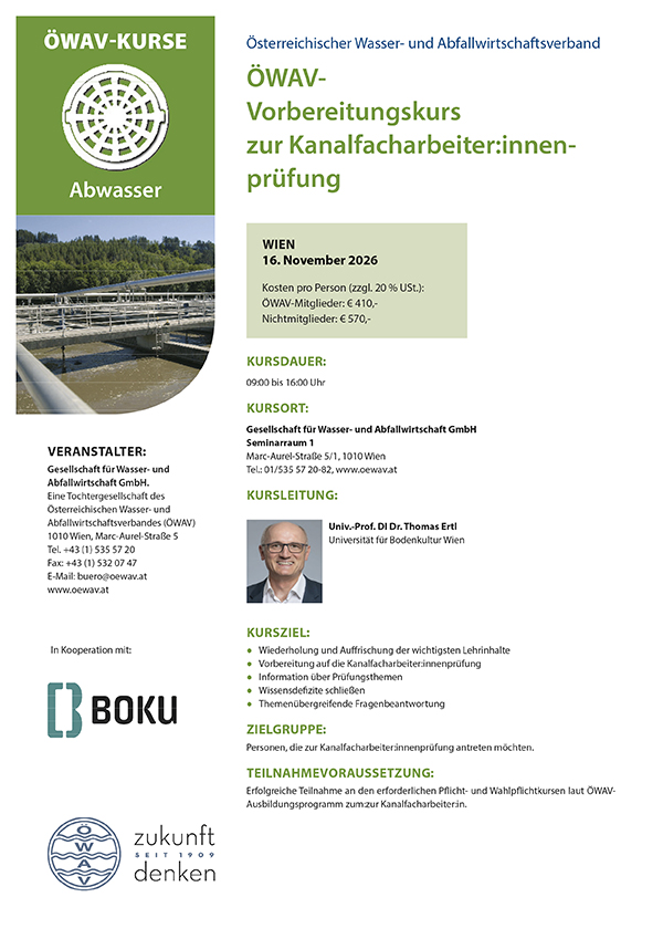 Cover Kursfolder Vorbereitungskurs zur Kanalfacharbeiter:innenprüfung