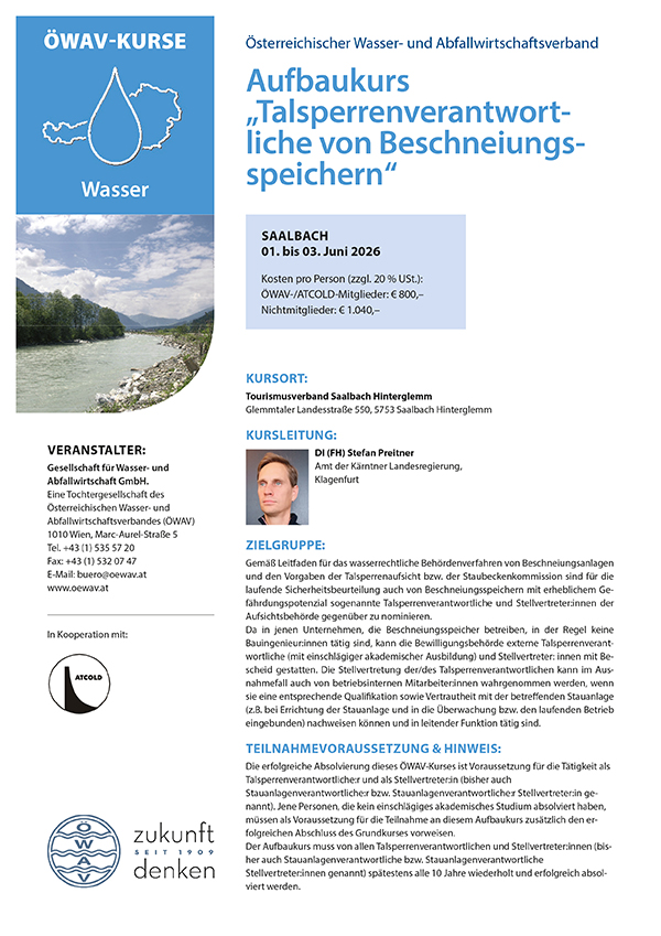 Cover Kursfolder Aufbaukurs Beschneiungsspeicher