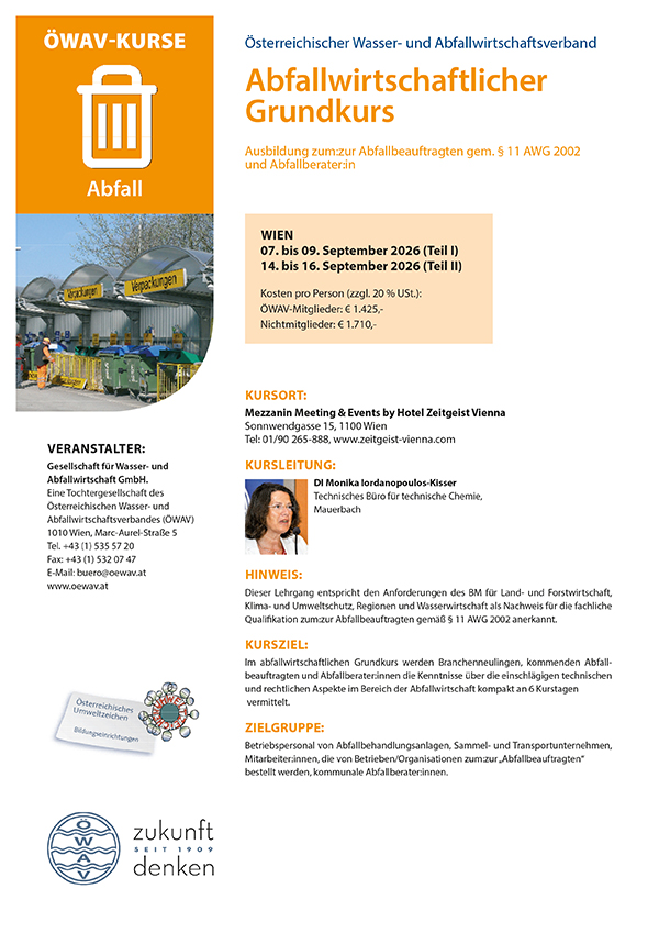 Cover Kursfolder Grundkurs Abfallwirtschaft