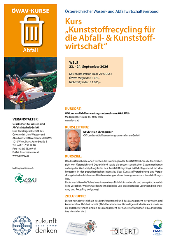 Cover Kursfolder Kunststoffrecycling für die Abfall- und Kunststoffwirtschaft