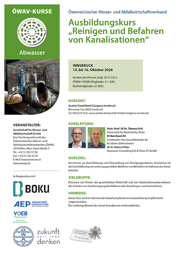 Cover Kursfolder Reinigen und Befahren von Kanalisationen