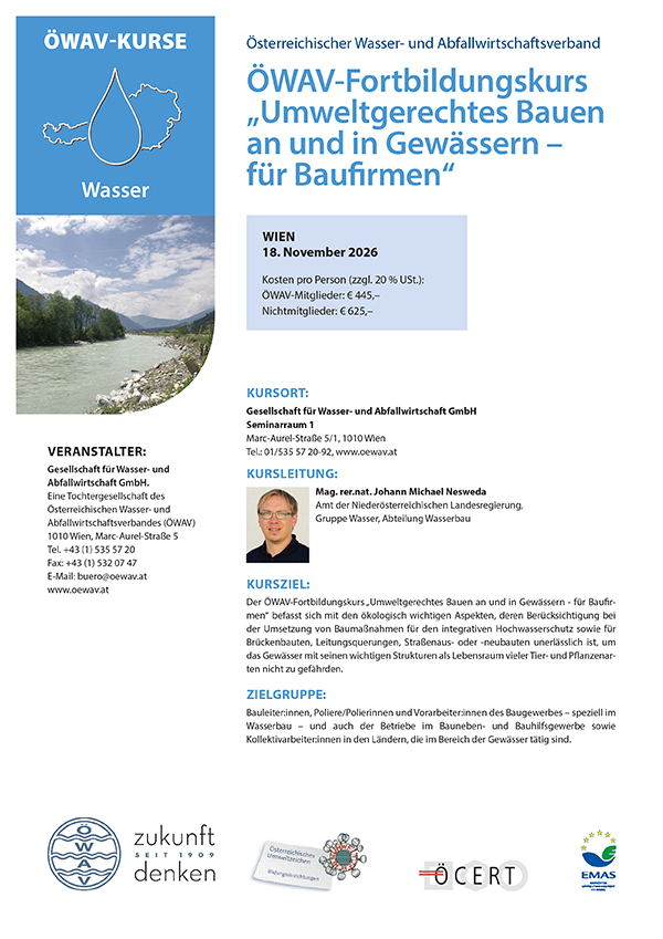 Cover Kursfolder Umweltgerechtes Bauen an und in Gewässern