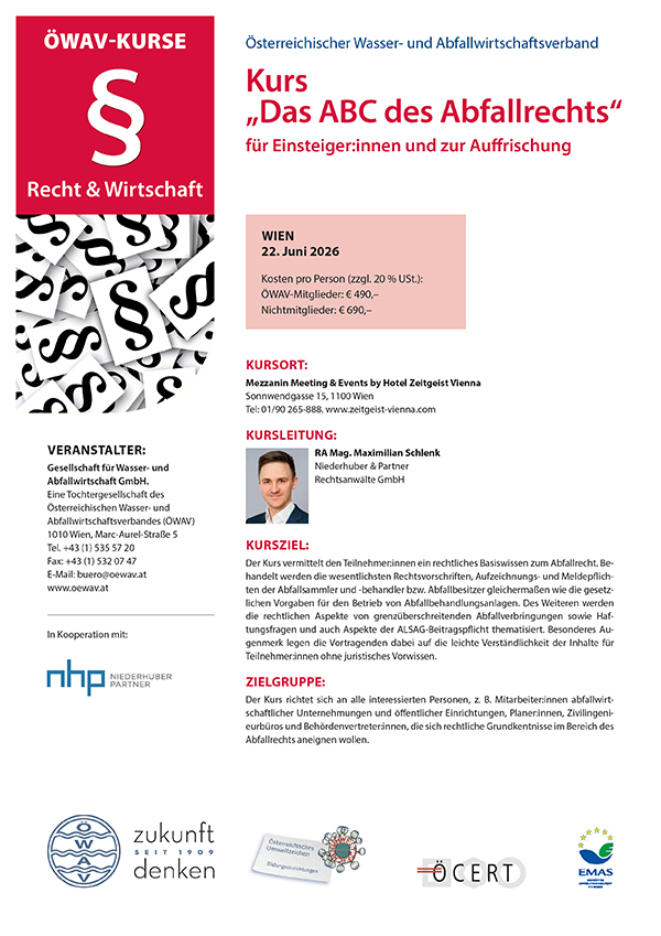 Cover Kursfolder ABC des Abfallrechts
