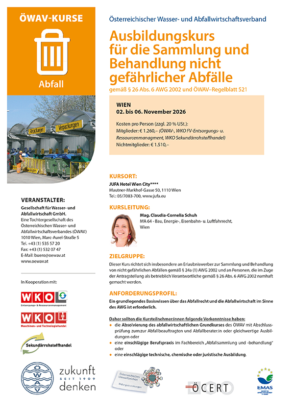 Cover Kursfolder Sammlung und Behandlung nicht gefährlicher Abfälle