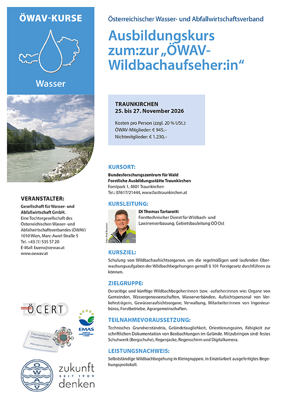 Cover Kursfolder Ausbildung zum:zur Wildbachaufseher:in