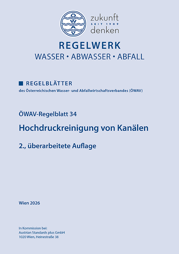 Cover ÖWAV-Regelblatt 34 Hochdruckreinigung von Kanälen