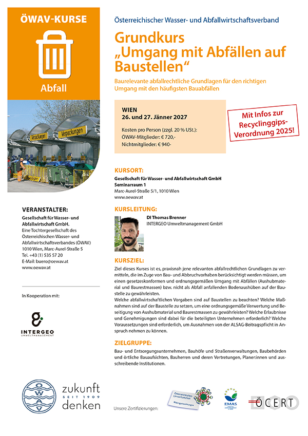Cover Kursfolder Umgang mit Abfällen auf Baustellen
