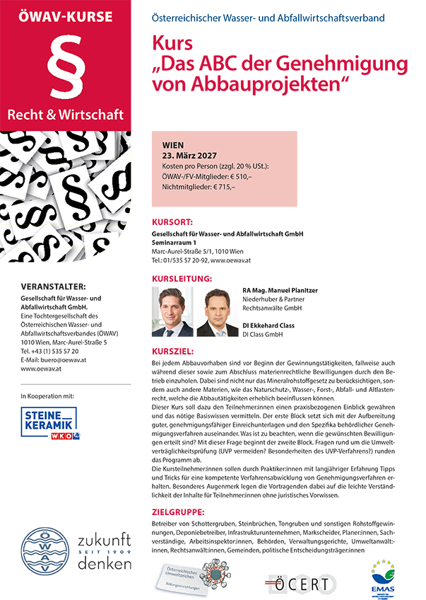 Cover Kursfolder ABC der Genehmigung von Abbauprojekten