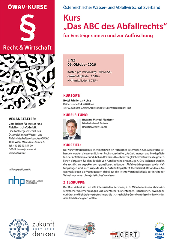 Cover Kursfolder ABC des Abfallrechts

