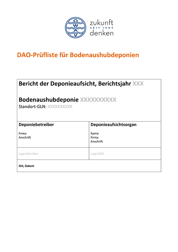 Titelseite DAO-Prüfliste für Bodenaushubdeponien
