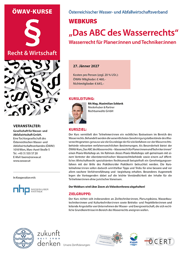 Cover Kursfolder Webkurs ABC des Wasserrechts