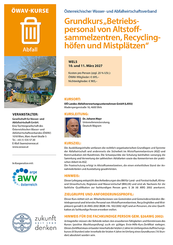 Cover Kursfolder Altstoffsammelzentren