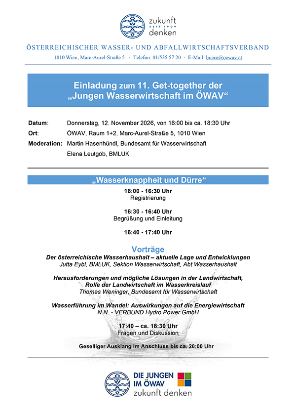 Programm 11. Get-Together der Jungen Wasserwirtschaft im ÖWAV