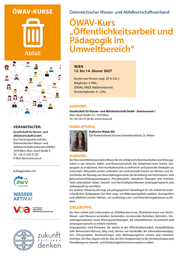 Cover Kursfolder Öffentlichkeitsarbeit und Pädagogik im Umweltbereich