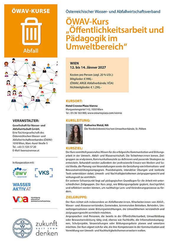 Cover Kursfolder Öffentlichkeitsarbeit und Pädagogik im Umweltbereich