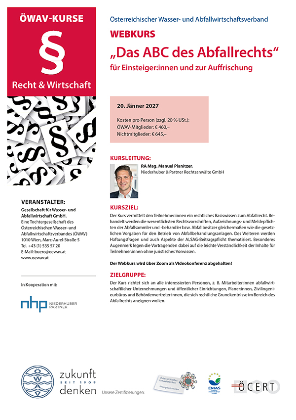 Cover Kursfolder Webkurs ABC des Abfallrechts