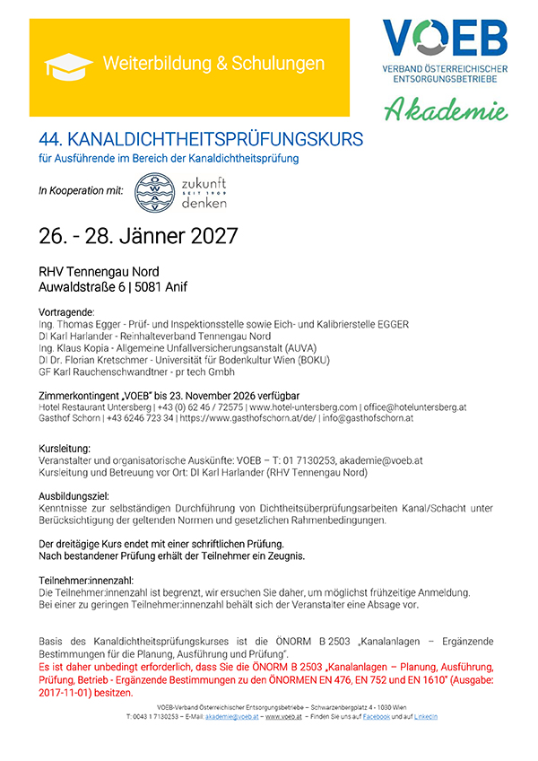 Das Bild zeigt die erste Seite des Kursprogramms